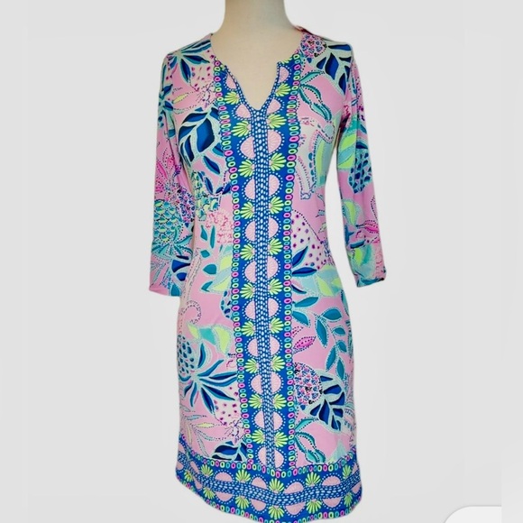 Lilly Pulitzer Nadine ChillyLilly Pink and Blue Dress UPF 50 - Picture 1 of 7